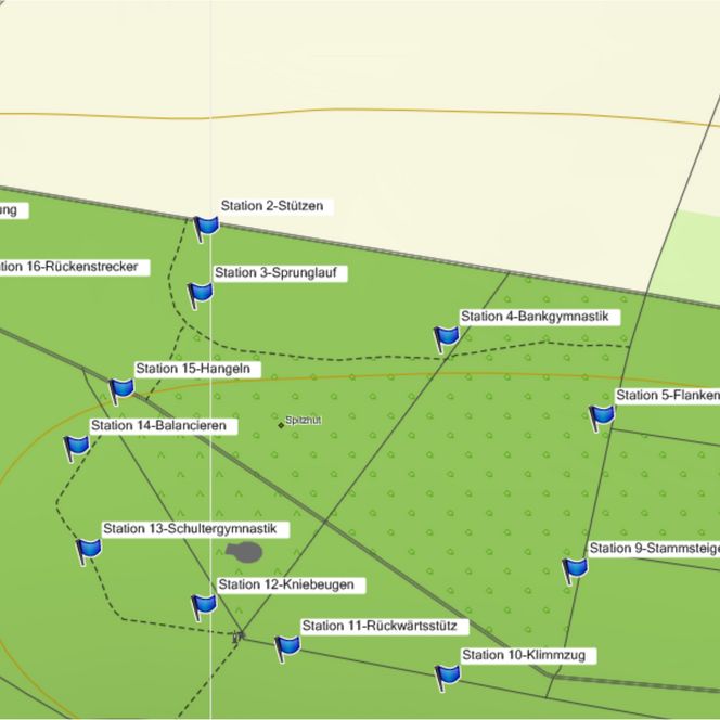 Plan des Trimm-Pfades am Galgenberg